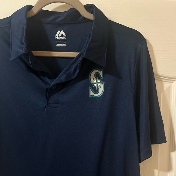 NWT-Majestic Mens Seattle Mariners Polo Shirt. Size Large. - Picture 2 of 5